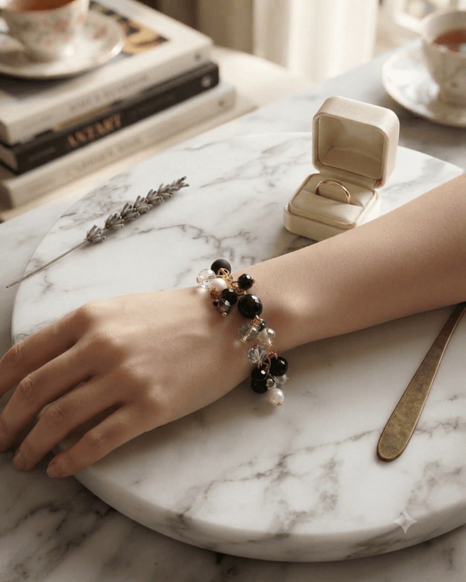 Black Bead Chain Bracelet