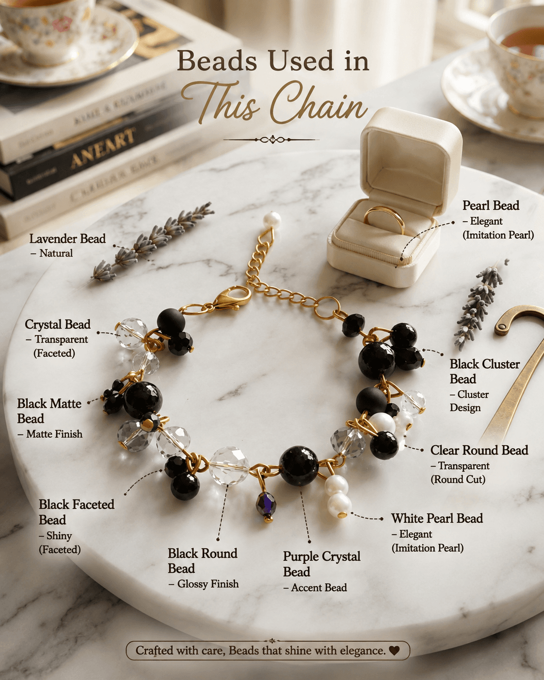 Black Bead Chain Bracelet