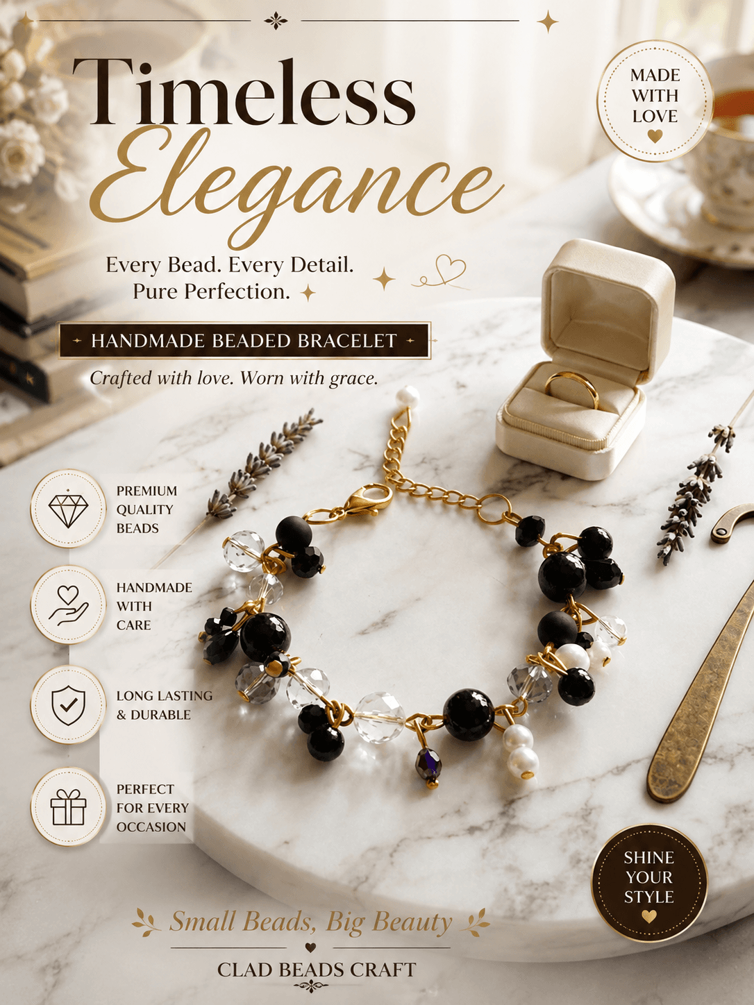 Black Bead Chain Bracelet